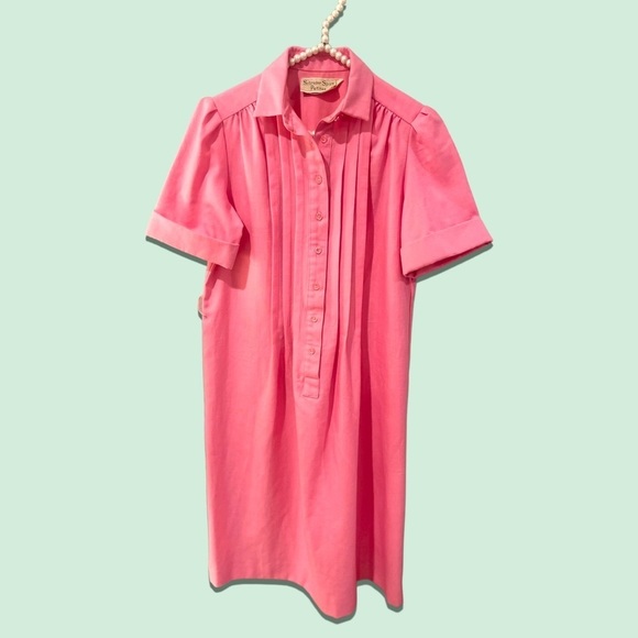 VINTAGE 60s Mod Schrader dress szXS/S Petites midi dress Barbie linen minimalist - Picture 7 of 11